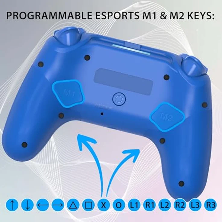 Subsonic Kabelloser Controller für PS4, Bluetooth-Controller mit LED, Vibration und Gaming-Headset-Anschluss, Blau – Bild 5