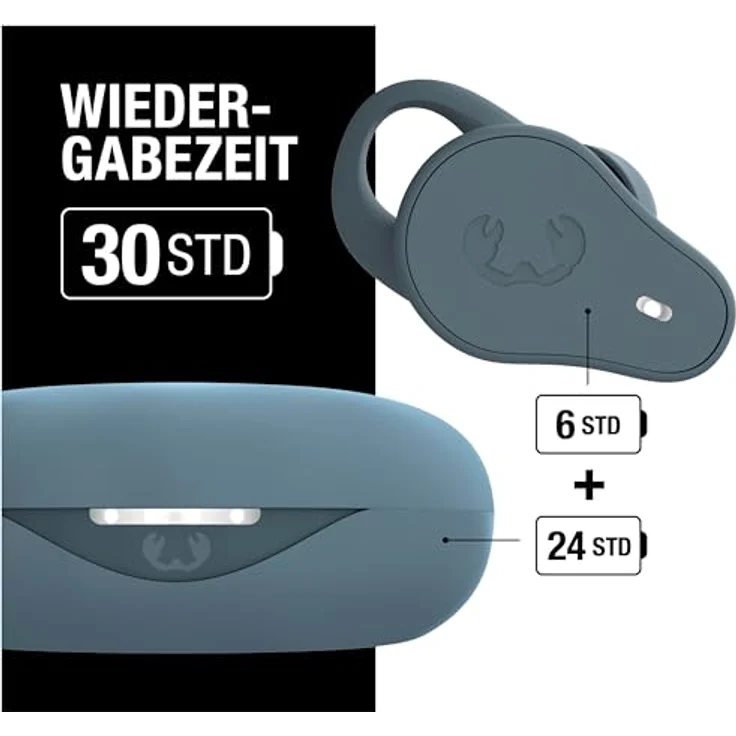 Fresh 'n Rebel Twins Move, kabellose In-Ear Bluetooth Sport Kopfhörer, Spritzwassergeschützt, Dual Master, Mit Mikrofon und klickbarer Taste und Lautstärkeregler, 30 Stunden Spielzeit (Dive Blue) – Bild 2
