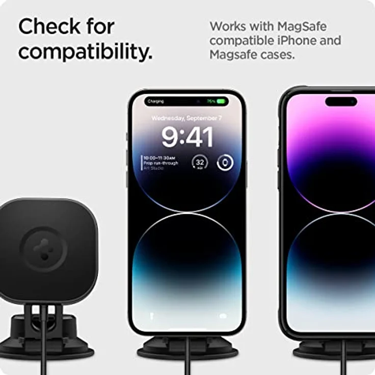 Spigen Onetap Pro 3 ITS35W-3 DASH, Autohalterung mit Qi 10W für iPhone mit MagSafe, schwarz – Bild 2