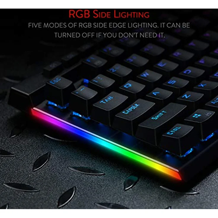 Redragon K580 VATA RGB LED Mechanische Gaming Tastatur mit Hintergrundbeleuchtung 104 Tasten Anti-Ghosting mit Makrotasten und Dedizierten Mediensteuerelementen (Blaue Schalter) – Bild 8
