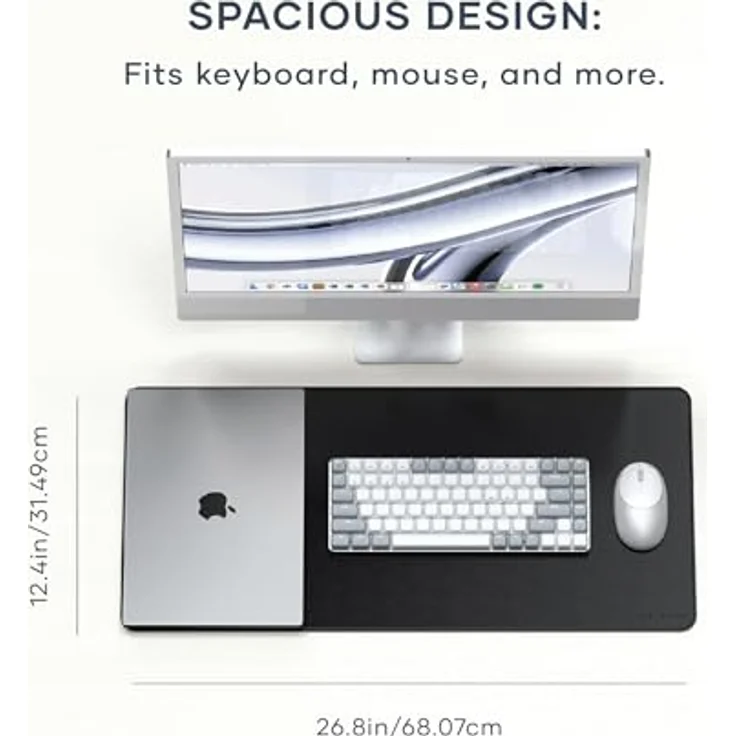 Satechi Vegan-Leather Premium Desk Mat (XL), Mausmatte, schwarzes veganes Leder, wasserabweisende Oberfläche, 680 x 315 mm – Bild 5