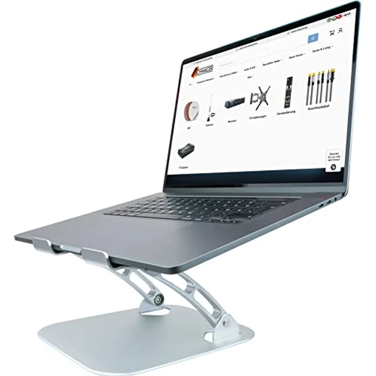 SCHWAIGER LPS1720 513 Laptopständer Computerhalter Notebookständer Aluminium belüftet ergonomisch höhenverstellbar klappbar Z-förmig Silber – Bild 4