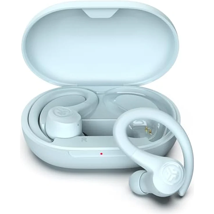 JLab Go Air Sport+ Bluetooth Kopfhörer, 35+ Std. True Wireless In Ear, IP55 schweißresistent, USB-C Ladecase, Be Aware-Modus, Hellblau – Bild 4