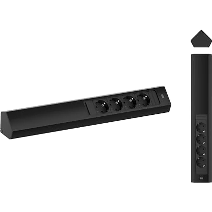 Bachmann CASIA 2 4xCEE7/3 2,0m AEH sw Steckdosenleiste (Kabellänge 2 m) - Aluprofil mit Blende in RAL9005 schwarz – Bild 5