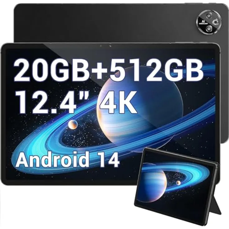 DOOGEE T30MAX Tablet (12.4", 512 GB, TÜV SÜD-Blaulicht-Zertifizierung, AI-Doppelkamera) - Helio G99 Octa Core, 20 GB RAM, widevine L1 Unterstützung, Hi-Res-zertifizierte Quad-Lautsprecher