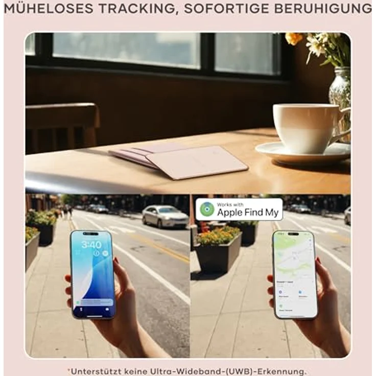 SATECHI FindAll Wallet-Kartenetui mit Find My, Tracker und Trennungsalarm – Wasser- und staubdicht, kabelloses Laden, komp. mit iPhone, iPad & Mac – Desert Rose – Bild 3
