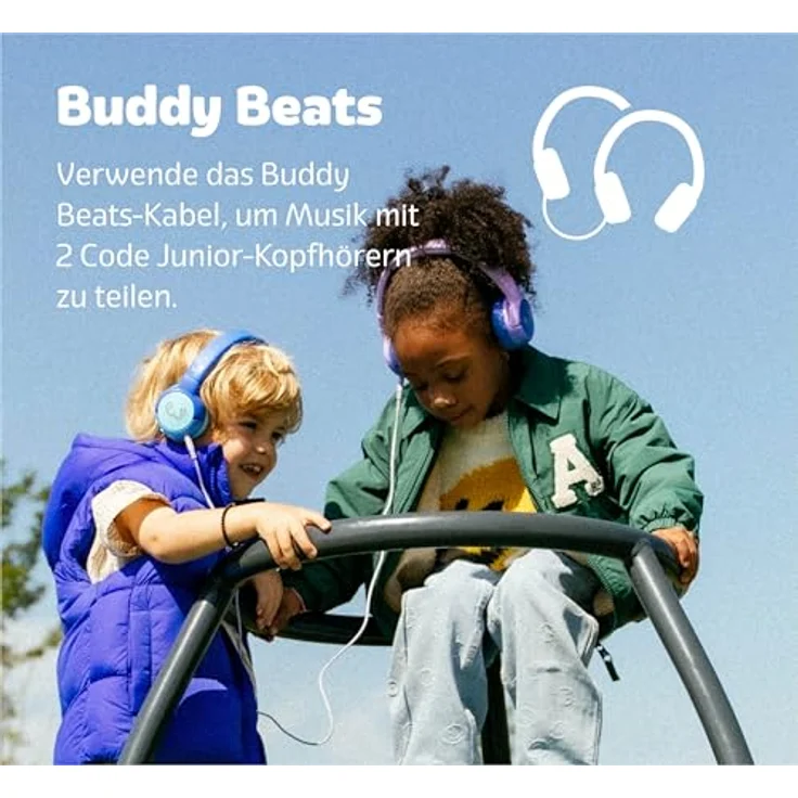 Fresh 'n Rebel Code Junior, Kabellose Bluetooth-Kopfhörer für Kinder, sicherer Klang (<85dB), inkl. Audiokabel, LED-Lichteffekte, 48 Std. Spielzeit (Wavy Water) – Bild 2