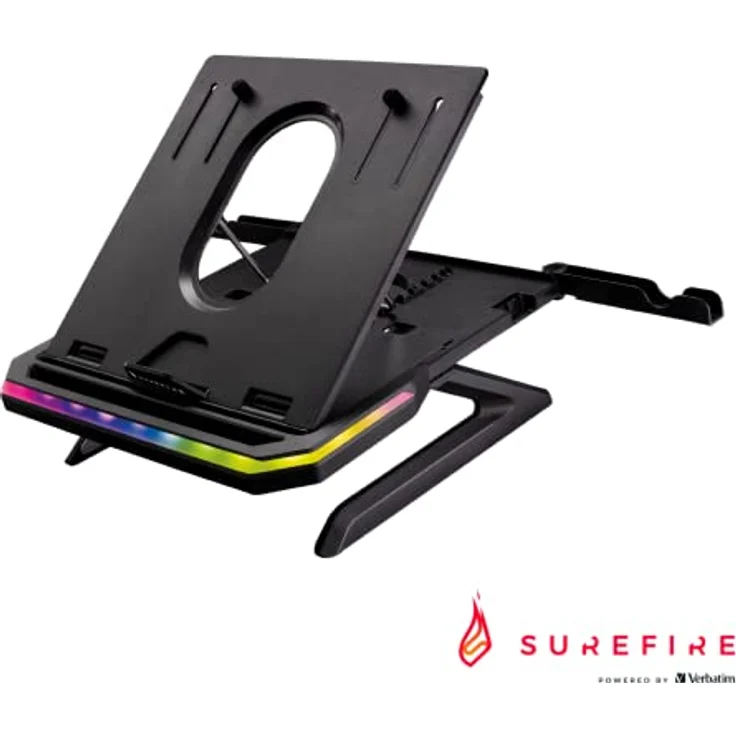 SureFire Portus X1 Gaming Laptop-Ständer, Notebook Stand höhenverstellbar mit RGB-Beleuchtung, Halterung für Laptops mit 10, 17,3 Zoll, Tablet Erhöhung mit Lüftung für den Schreibtisch – Bild 2