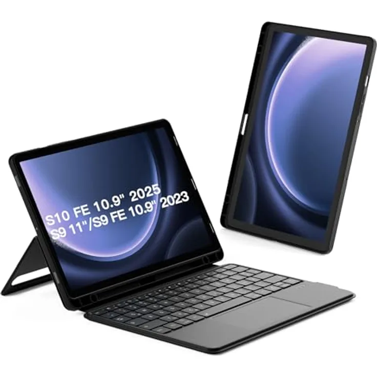 Inateck Hülle mit Tastatur für Samsung Galaxy Tab S10 FE/S9 FE/S9, abnehmbarer Ständer, QWERTZ mit Touchpad, Magnetisch, Kompatibel mit S Pen