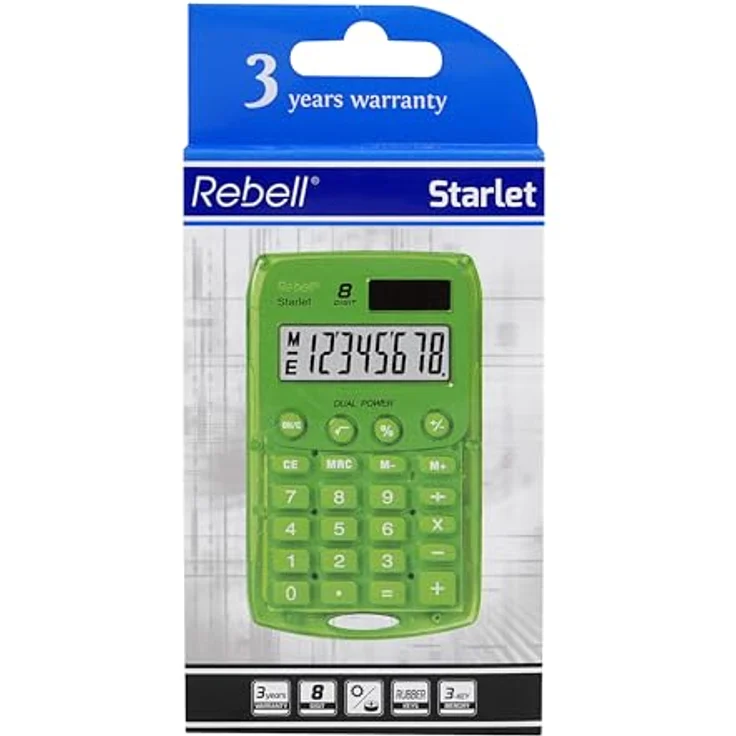 Rebell RE-STARLET G Taschenrechner, Dual-Power 8-stelliger, grün – Bild 4