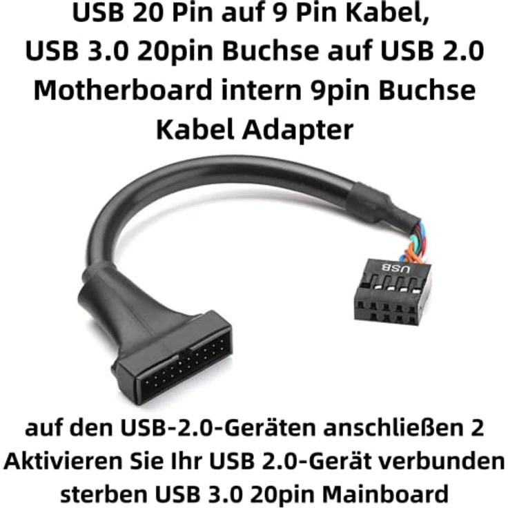 Aukson H62 USB 3.0 20-Pin auf USB 2.0 9-Pin Stecker Adapter, 15 cm Kabel für schnelle Datenübertragung und Motherboard-Upgrades – Bild 2