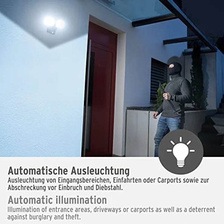 Brennenstuhl Connect WiFi LED Duo Strahler WFD 3050 P (30W, 3500lm, IP54, diverse Lichtfunktionen über App steuerbar, Außenstrahler zur Wandmontage mit Bewegungsmelder) – Bild 5