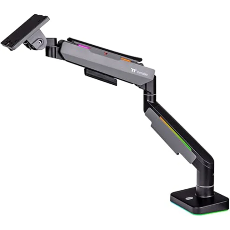 Thermaltake Tt Single RGB Gaming Monitor Arm GEA-MSR-SMSBLK-01, Monitor Halterung für 49 Zoll Displays, Schwarz mit RGB-Beleuchtung und optimierter Neigungsmechanik – Bild 3