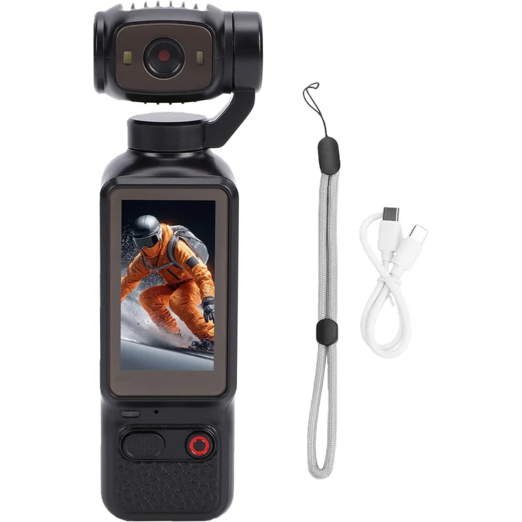 Lixada 4K Vlogging-Kamera mit 180°-drehbarem Objektiv, 64M, handlich für Outdoor-Aktivitäten, Farbe: Schwarz