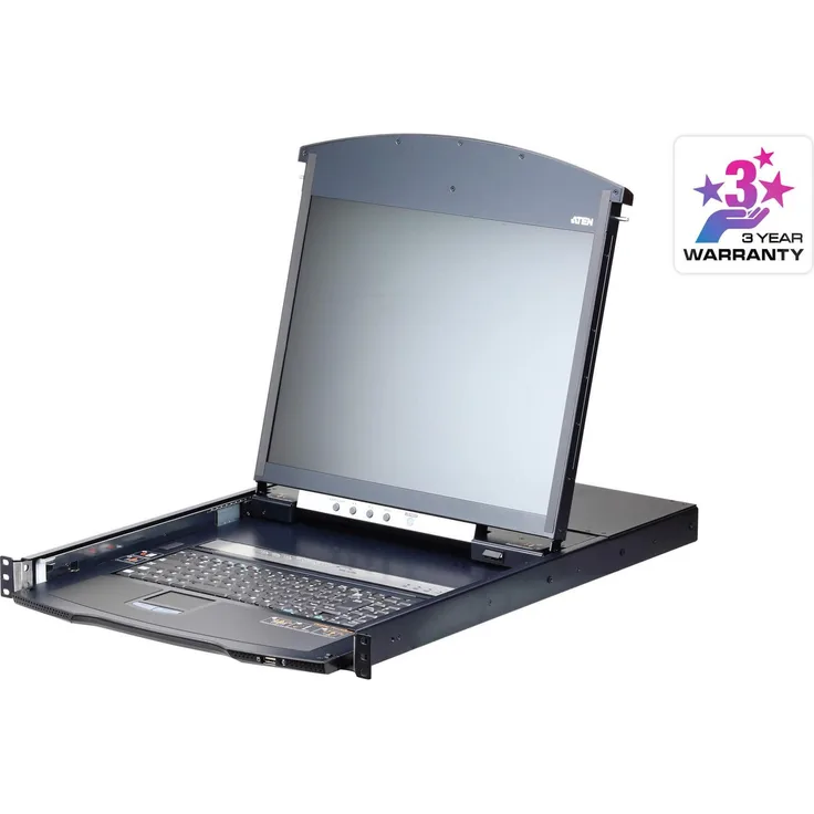 Aten KL1108VN, 48cm LCD IP-KVM Switch mit 8-Port und DE-Layout, Schwarz