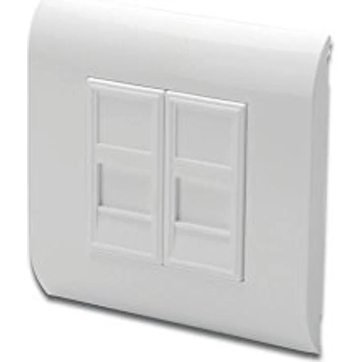 Digitus DN-93802 Keystone-Halterung 2-fach, Anschlussdose mit integrierten Staubschutzklappen, weiß – Bild 2