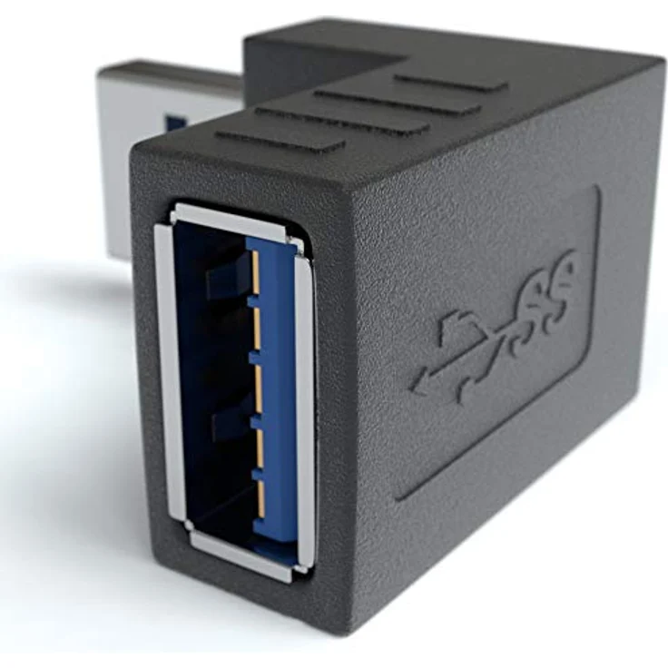 JAMEGA - USB 3.0 Winkel Adapter 90° Grad Winkeladapter | USB A Stecker zu USB A Buchse USB Winkelstecker Kupplung - Kompatibel mit Allen USB Kabeln – Bild 3