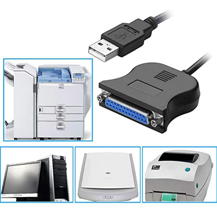 Aukson C33 Druckerkabel USB auf Parallel Adapter LPT Weiblich 25 PIN SUB-D Buchse 90mm, Schwarz, Hohe Datentransferrate von bis 12Mbit/s, Kabellänge 80cm – Bild 3