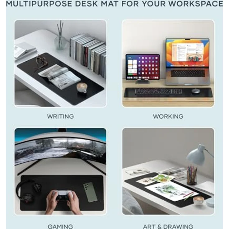 Satechi Vegan-Leather Premium Desk Mat (XL), Mausmatte, schwarzes veganes Leder, wasserabweisende Oberfläche, 680 x 315 mm – Bild 4