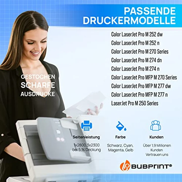 Bubprint 4 Tonerkartuschen kompatibel mit HP 201X 201A CF400X, hohe Qualität, kompatibel mit Color LaserJet Pro M250/M252/M270 Serien – Bild 2