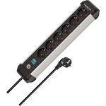 Brennenstuhl Premium-Alu-Line Steckdosenleiste 6-Fach/Steckerleiste aus hochwertigem Aluminium (Mehrfachsteckdose mit Schalter und 3m Kabel, Made in Germany)
