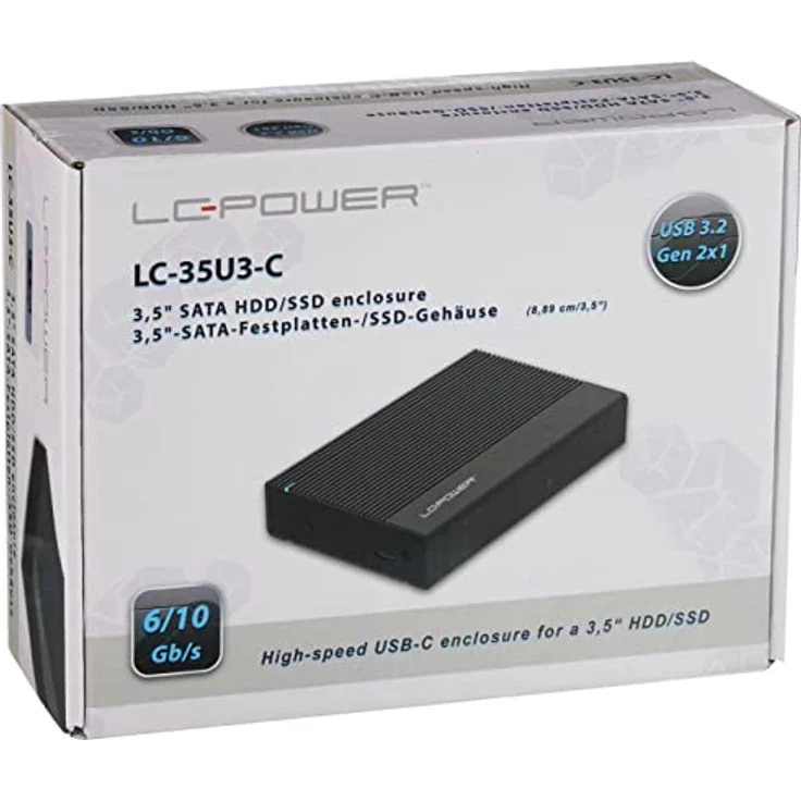 LC-Power LC-35U3-C Festplattengehäuse, 3.5" HDD/SSD, Aluminium, USB 3.2 Gen 2, Schwarz – Bild 2