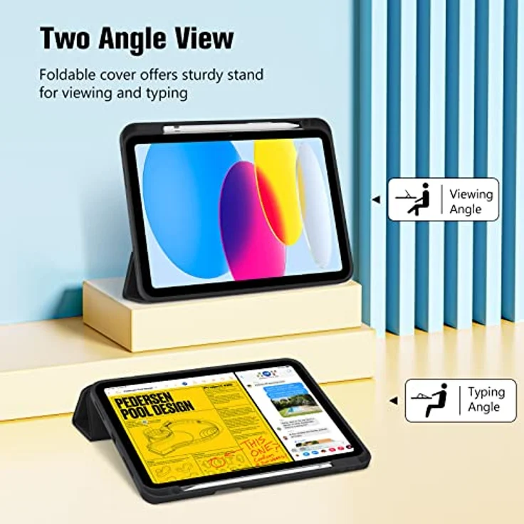 ProCase Hülle für iPad A16 11. & 10. Generation (2025/2022) – Leichte & Dünne Schutzhülle mit Stifthalter und Smart Cover – Schwarz – Bild 4
