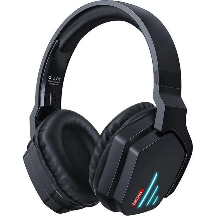 ONIKUMA B60, Bluetooth Gaming-Headset in Schwarz, weich gepolstert mit LED-Beleuchtung, über 5 Stunden Akkulaufzeit