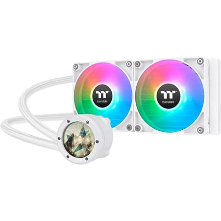 Thermaltake TH240 V2 Ultra ARGB Sync CPU Liquid Cooler Snow Edition All-In-One, Wasserkühlung mit CT120 ARGB-Lüftern und Infinity-Mirror-Design – Bild 3