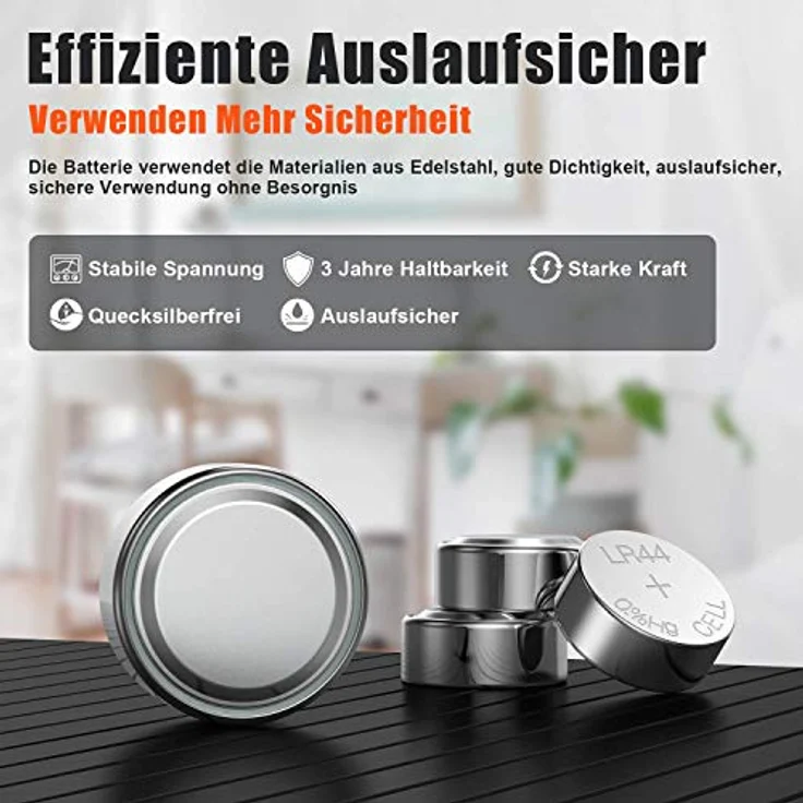 GutAlkaLi AG13 LR44 1.5V Alkaline Knopfzelle Batterien, 20 Stück, quecksilberfrei, hohe Kapazität 155 mAh – Bild 4