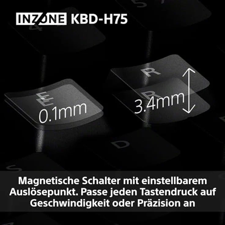 Sony INZONE KBD-H75 Gaming-Tastatur, 75% TKL mit Magnetschaltern, einstellbarer Betätigung, 8000 Hz Abtastrate, Gasket Mount, RGB, Aluminiumgehäuse, US-Layout – Schwarz – Bild 4