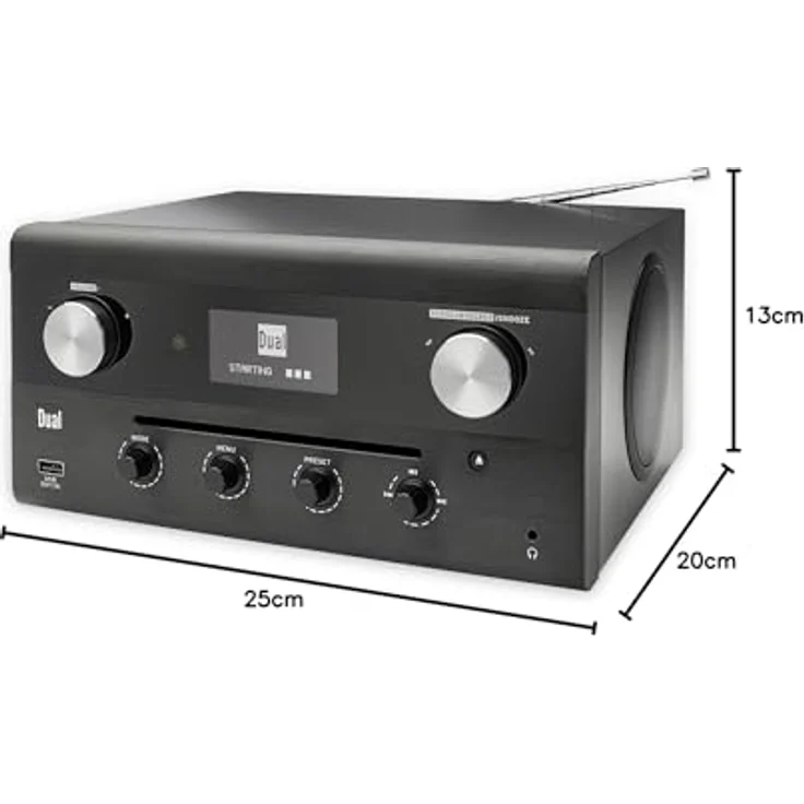 Design-Hybridradio • CD, USB, MP3, DAB+ Radio • AUX-In • UKW Radio • Musikstreaming • Spotify • Amazon Music • Stereoanlage • OLED-Display • HIFI • Kopfhöreranschluss • Schwarz • Dual CR 900 Phantom – Bild 8