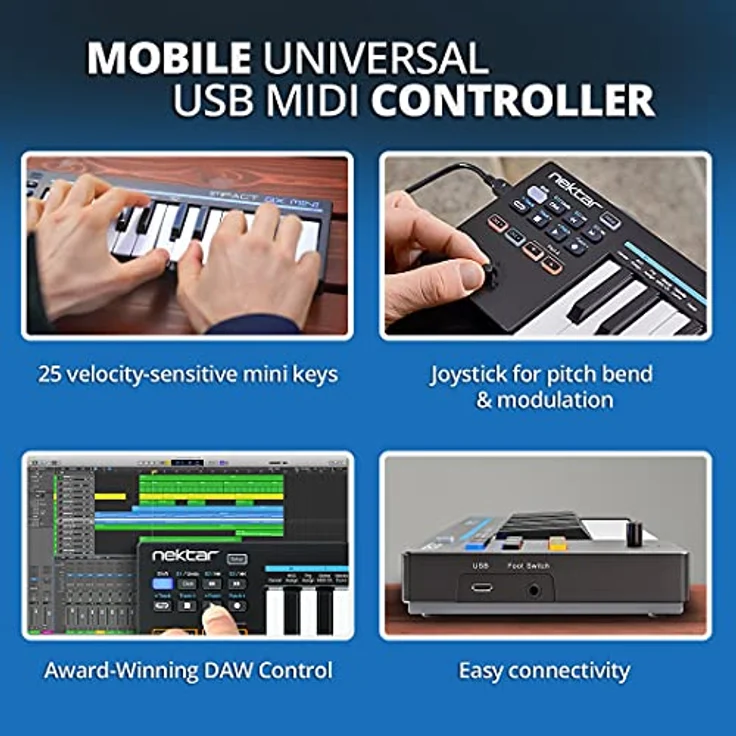 Nektar Impact GX Mini, USB MIDI Controller Keyboard mit DAW-Integration für Mac, PC und iOS, portable Mini-Keys – Bild 2