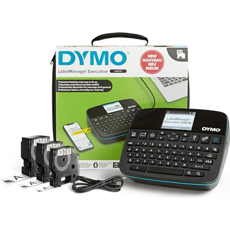 Dymo LabelManager 640CB, tragbares Beschriftungsgerät mit dualer Konnektivität, Farb-Touchscreen, wiederaufladbar, Schwarz – Bild 1