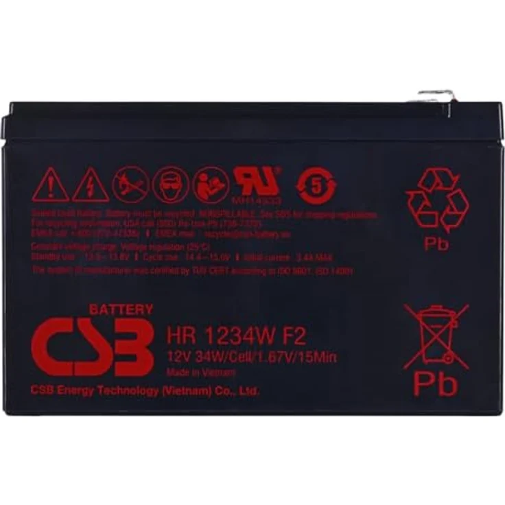 Hitachi CSB Battery HR1234WF2, VRLA Batterie 9Ah 12V, Schwarz, für USV-Systeme geeignet – Bild 3