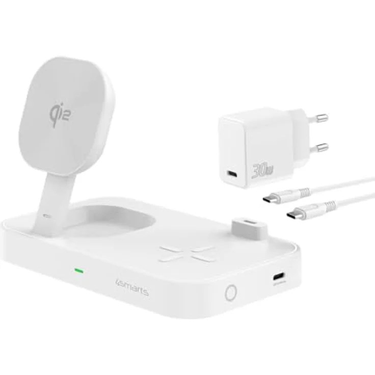 4smarts Qi2 Ladestation Trident (25 W) Wireless Charger, Weiss - Ultimatives Ladeerlebnis mit magnetischer Befestigung – Bild 2
