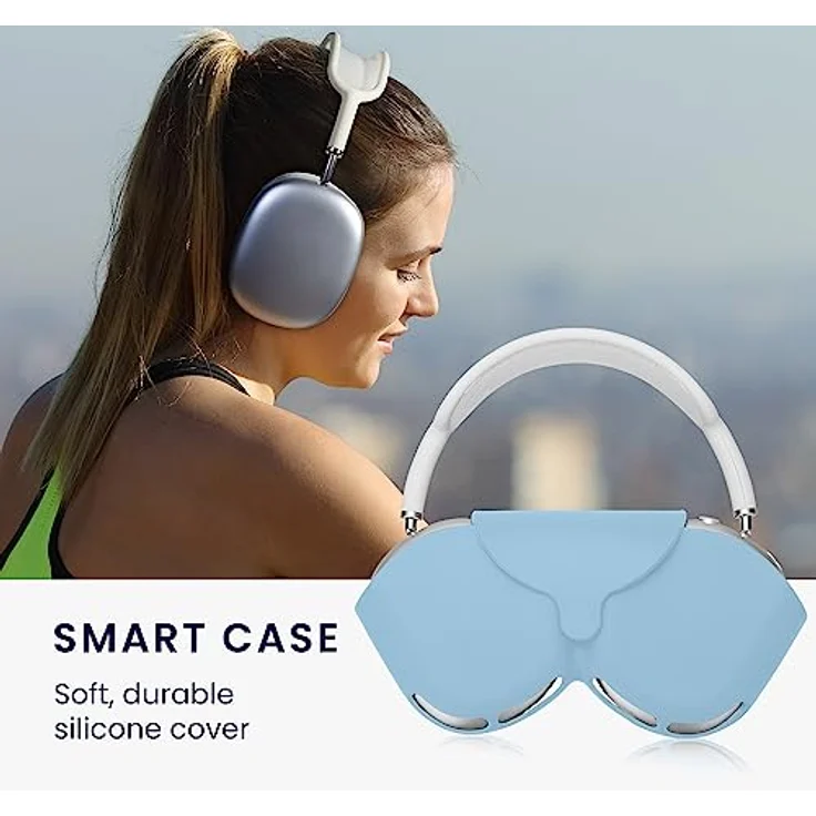 kwmobile Hülle kompatibel mit Apple Airpods Max Case - Silikon Schutztasche in Hellblau – Bild 5