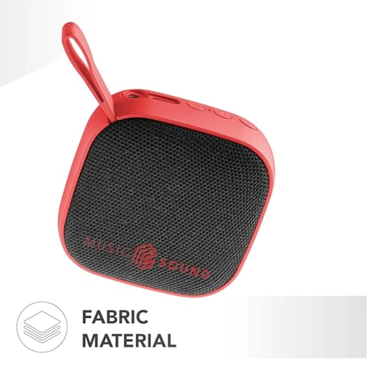 Music Sound MINI Bluetooth-Lautsprecher, 3-Watt-Leistung, 4 Stunden Spielzeit, kompakt und tragbar, weiche Stoffoberflächen, rot – Bild 4