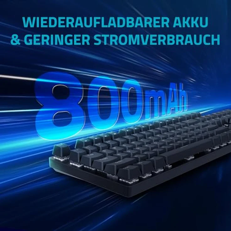 Rapoo V500PRO 2.4 Kabellose mechanische Gaming-Tastatur, 120h Akkulaufzeit, Ultraschlankes Design, Deutsches QWERTZ-Layout - Schwarz – Bild 4