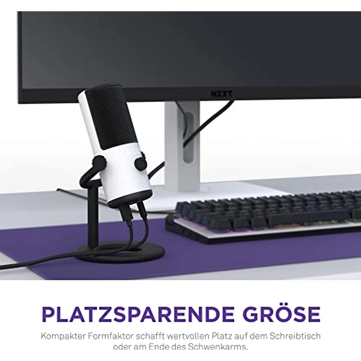 Nzxt Capsule Mini USB-Mikrofon - AP-WMMIC-W1 - Hohe Auflösung – Nierenförmige Richtcharakteristik – Ideal für Streaming, Content Creation und Podcasting – Integrierter Pop-Filter – Weiß – Bild 4