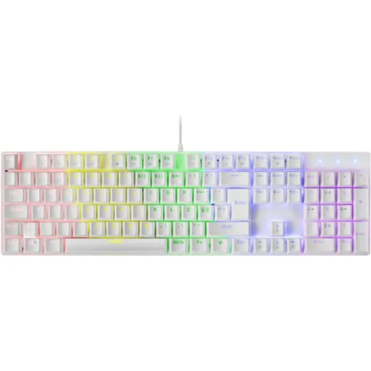 Mars Gaming MK422 Weiß, Mechanische Gaming Tastatur RGB, Antighosting, Mechanischer Switch Rot, Portugiesische Sprache