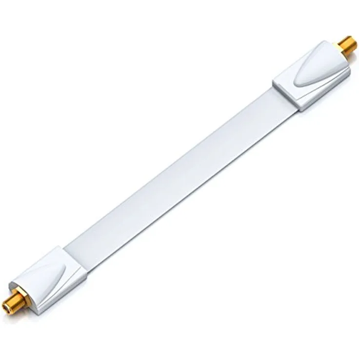 deleyCON Fensterdurchführung SAT Kabel, 20 cm Verlängerungskabel mit vergoldeten F-Buchsen, extrem flach und flexibel, Weiß