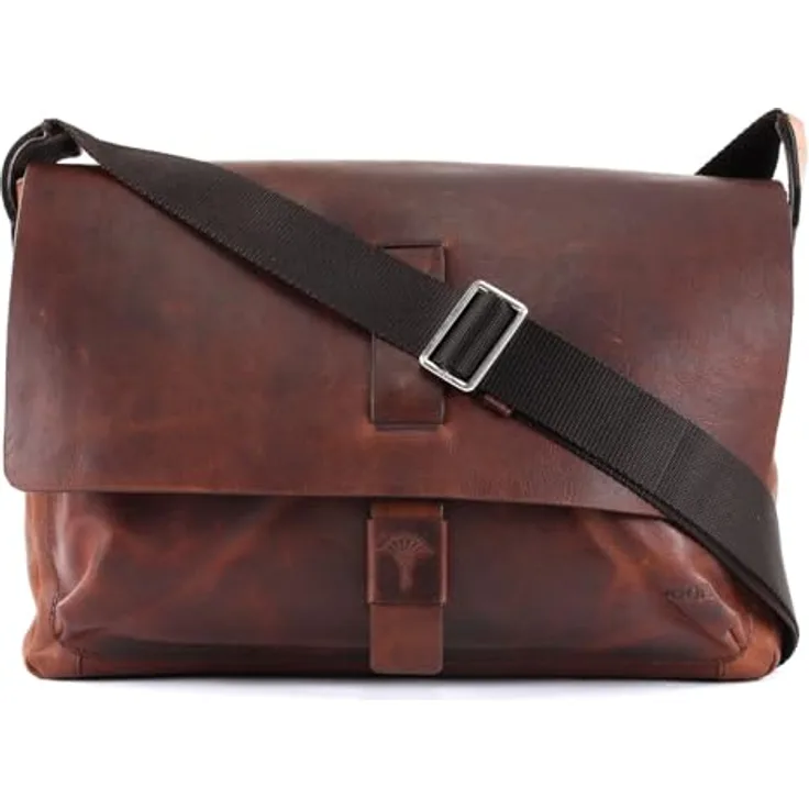 JOOP! Loreto Janis Messenger SHF, Umhängetasche aus Fettleder für Laptops bis 32x24x2,5 cm, Braun, Herren