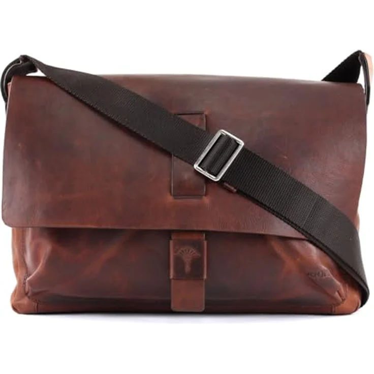 JOOP! Loreto Janis Messenger SHF, Umhängetasche aus Fettleder für Laptops bis 32x24x2,5 cm, Braun, Herren – Bild 1