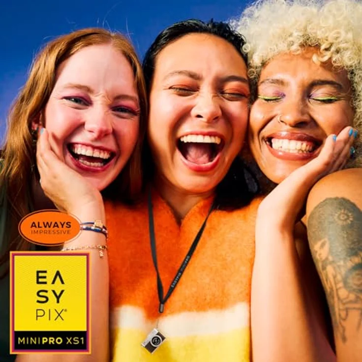 Easypix MiniPro XS1, Digitalkamera 2 Megapixel im Retro-Look, Full HD Video, Schwarz/Silber, mit integriertem Blitz und Akku – Bild 7