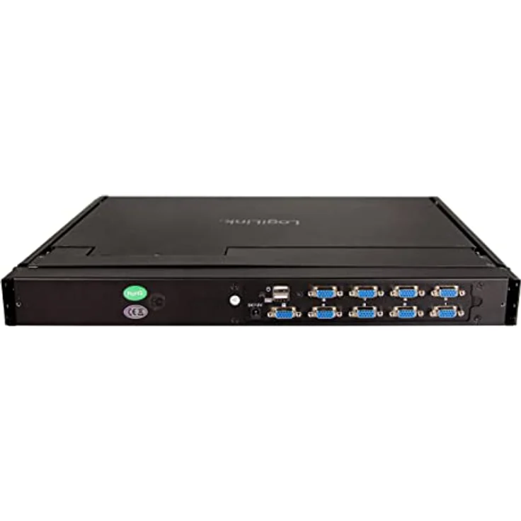 LogiLink LC0005GE - LCD-KVM-Konsole mit 8-Port KVM-Switch, VGA, USB-A, PS/2, geringe Einbautiefe, QWERTZ (deutsches Tatstaurlayout) – Bild 5