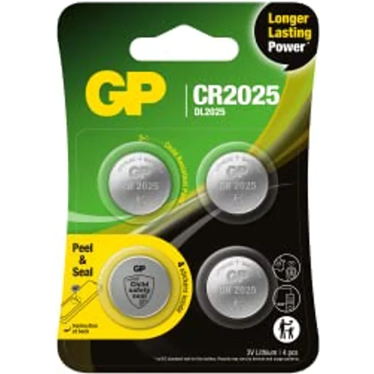 CR2025-4er Set | GP Lithium | Lithium Knopfbatterien CR 2025 3V - Lange Lebensdauer