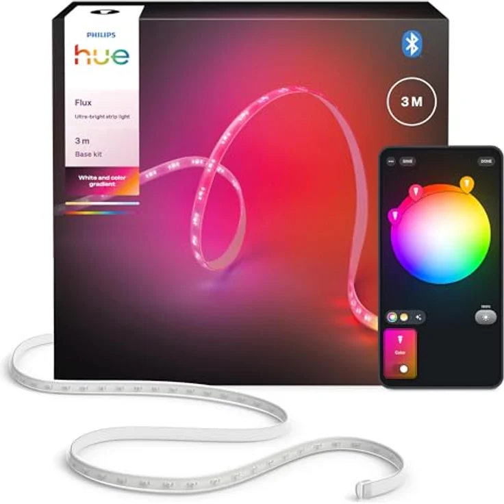 Philips Hue Lightstrip Flux UltraBright, RGBW LED Lichtstreifen mit 29 W und 2.900 lm, 3 m Länge – Bild 1