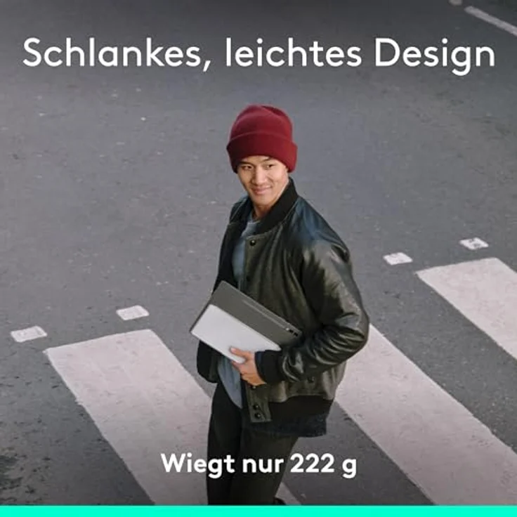 Logitech Keys-To-Go 2, mobile kabellose Tastatur für iPad mit integriertem Schutzcover, schlanke und kompakte, DEU QWERTZ-Layout - Hellgrau – Bild 2
