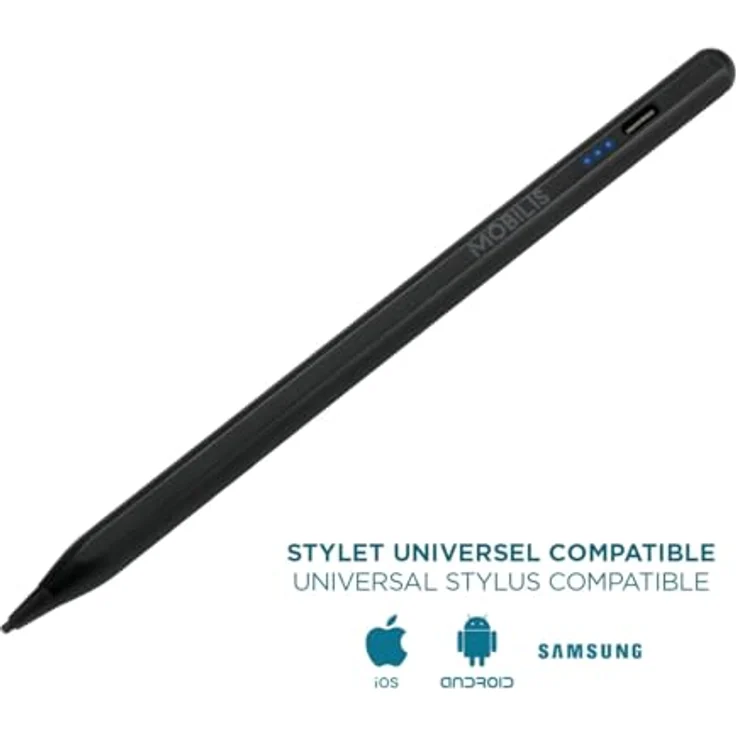 Mobilis Universal Active Stylus, Eingabestift mit 1.45 mm Spitze, schwarz, für Tablets, 10 Stunden Akkulaufzeit, präzise Navigation und Zeichnen, USB-A/USB-C Ladefunktion – Bild 2